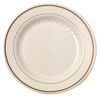 Masterpiece Plastic Plates, 7.5" dia, Ivory/Gold, 10/Pack, 15 Packs/Carton1