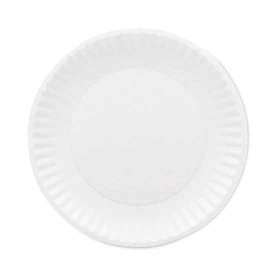 Premium Coated Paper Plates, 7" dia, White, 125/Pack, 8 Packs/Carton1