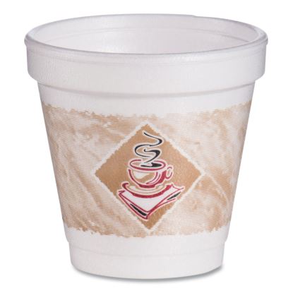 ThermoGlaze Insulated Foam Cups Stock Prints, 4 oz, White/Beige/Red, 1,000/Carton1