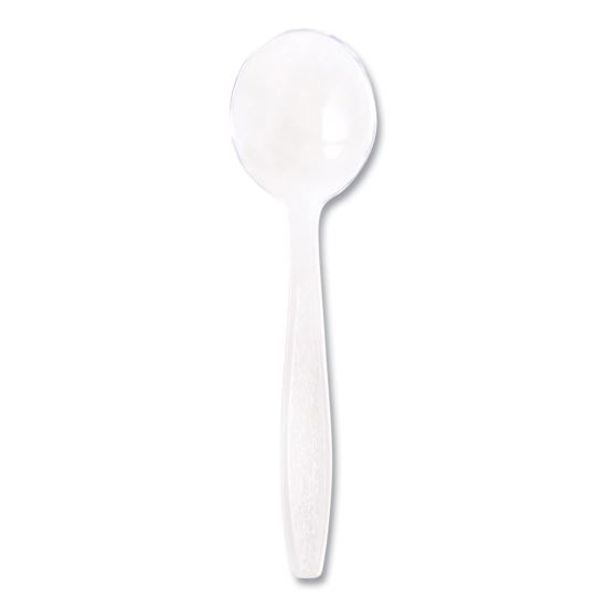 Guildware Extra Heavyweight Plastic Cutlery, Soup Spoon, Clear, 1,000/Carton1