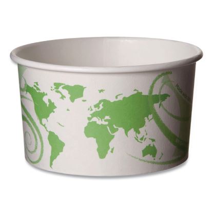 World Art PLA-Laminated Soup Containers, 5 oz, White/Green, Paper, 1,000/Carton1