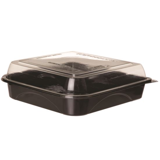 100% Recycled Content 9" Premium Take Out Containers, 42 oz, 9 x 8.8 x 1.6, Black/Clear, Plastic, 50/Pack, 3 Packs/Carton1