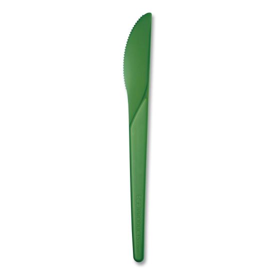 Plantware Compostable Cutlery, Knife, Plastic, Green, 1,000/Carton1