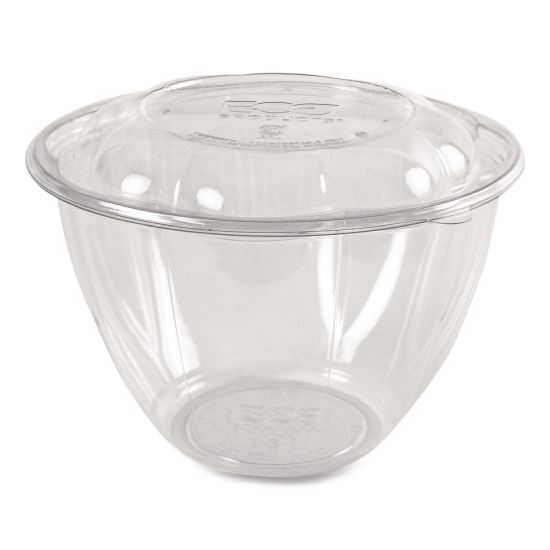 Renewable and Compostable Salad Bowls with Lids, 48 oz, Clear, Plastic, 150/Carton1