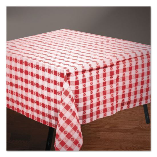 Tissue/Poly Tablecovers, 54" x 108", Red/White Gingham1