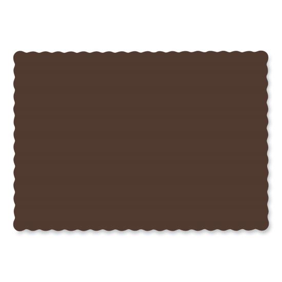 Solid Color Scalloped Edge Placemats, 10 x 14, Chocolate, 1,000/Carton1