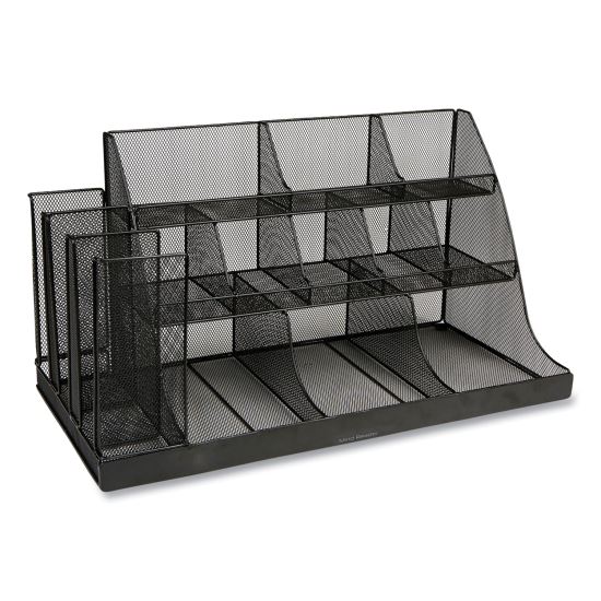 Network Collection 14-Compartment Coffee Cup and Condiment Countertop Organizer, 11.61 x 23.9 x 12.76, Black1