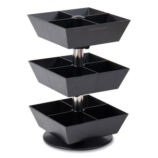 Anchor Collection 3-Tier 12-Compartment Tea and Condiment Carousel Countertop Organizer, 6.75 x 6.75 x 11.5, Black1