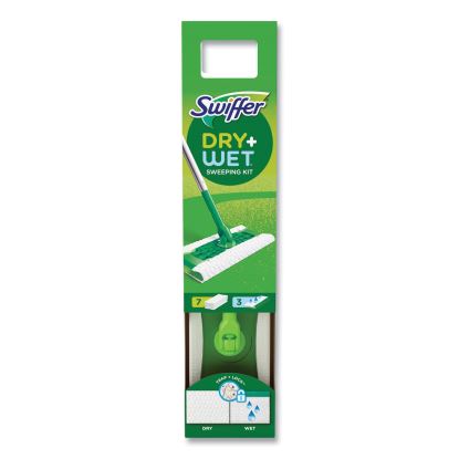 Sweeper Mop, 10 x 4.8 White, Cloth Head, 46" Green/Silver Aluminum/Plastic Handle, 6/Carton1