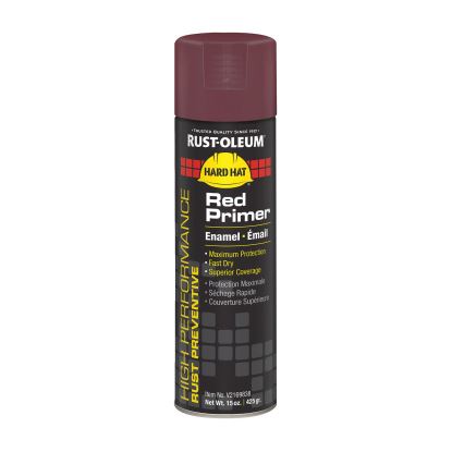 Hard Hat High Performance V2100 System Rust Preventive Enamel Spray Primer, Flat Red, 15 oz Aerosol Can, 6/Carton1