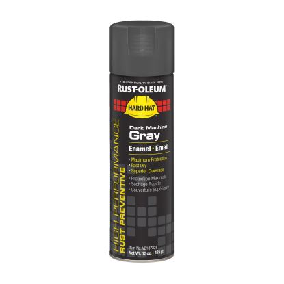 Hard Hat High Performance V2100 System Rust Preventive Enamel Spray Paint, Gloss Dark Machine Gray, 15 oz Aerosol Can, 6/CT1