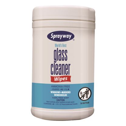 Glass Cleaner Wipes, 1-Ply, 10 x 12, White, 6/Carton1