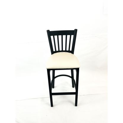 Cobra Series Barstool, Supports Up to 300 lbs, 28.5" Seat Height, Cream Seat, Black Back, Black Base1