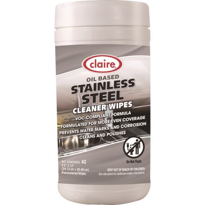 Stainless Steel Cleaner Wipes, 9.5 x 12, Citrus, Purple, 40 Wipes/Canister, 6 Canisters/Carton1