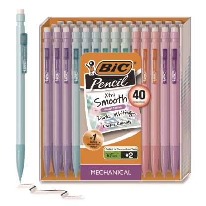 Xtra Smooth Mechanical Pencil, HB #2 Black Lead, Assorted Pastel Color Barrels, 40/Pack1