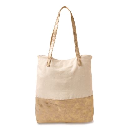 Deluxe Tote Bag, Large, Accommodates Laptops Up to 13", 14.25" x 4" x 16.25", Beige/Gold1