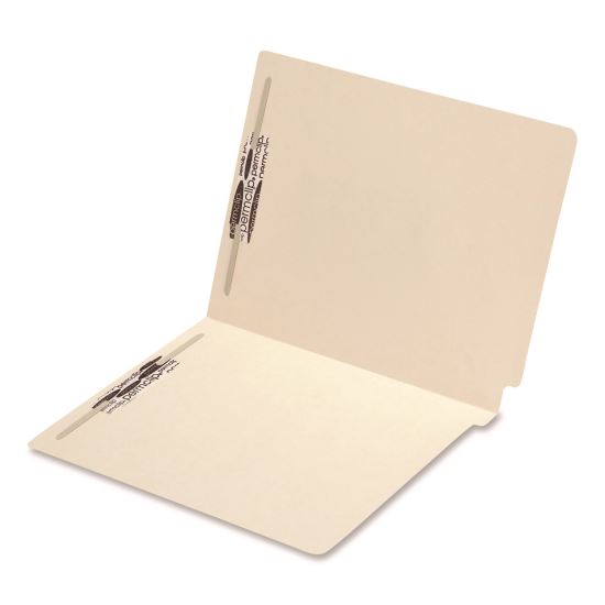 End Tab Fastener Folders, Embossed Labeling Lines, 0.75" Expansion, 2 Fasteners, Letter Size, Manila Exterior, 50/Box1