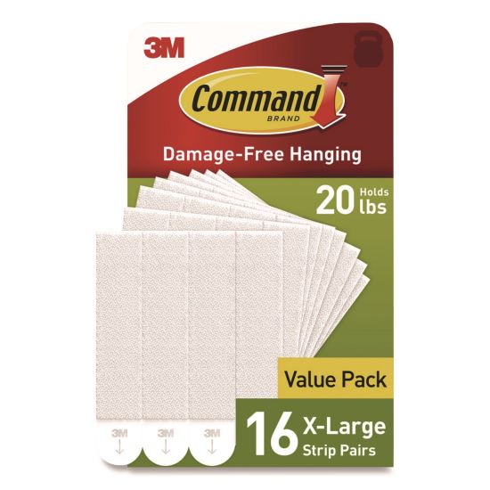 Picture Hanging Strips, X-Large, Removable, Holds up to 20 lbs per 4 Strips, White, 16 Pairs/Pack1