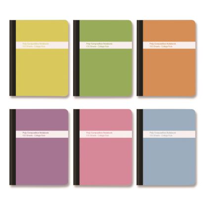 Poly Composition Books, Medium/College Rule, Assorted Cover Colors, (100) 9.75 x 7 Sheets, 6/Pack1