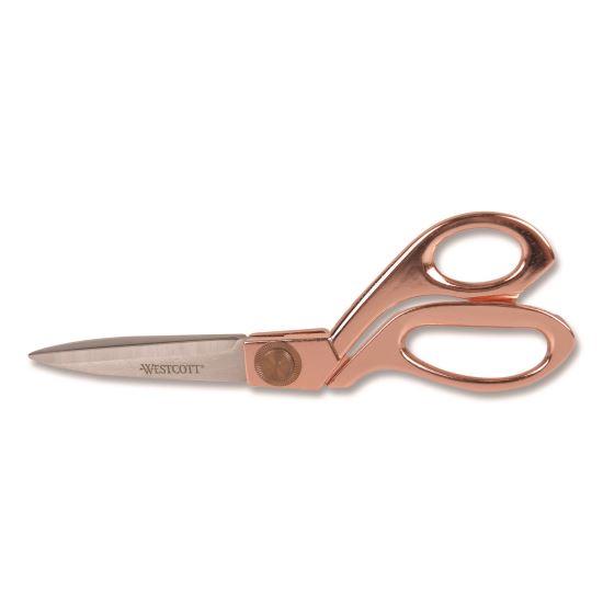 Vintage Stainless Steel Scissors, 8" Long, Offset Rose Gold Handle1