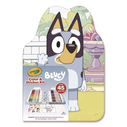 Bluey Color and Sticker Kit, (26) Pip-Squeaks Skinnies Washable Markers, (20) Coloring Pages, (1) Sticker Sheet1