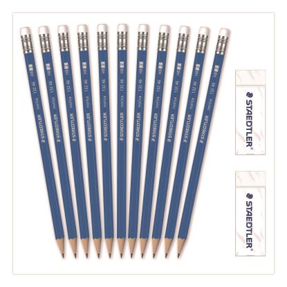 Pre-Sharpened Wooden Pencils with (20) Block Erasers, HB #2 Black Lead, Blue Barrel, 250/Pack1