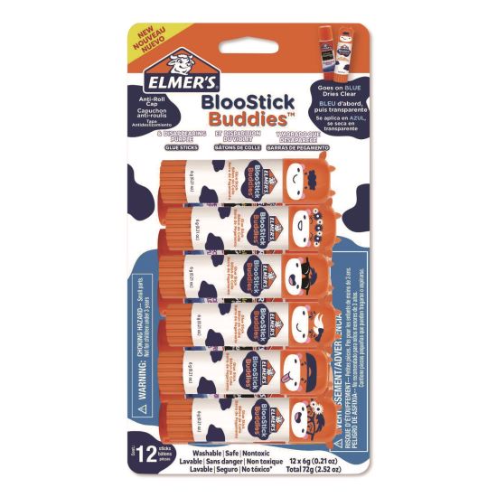 BlooStick Buddies and Disappearing Purple Glue Stick Combo Pack, 0.21 oz, Dries Clear, 12/Pack1