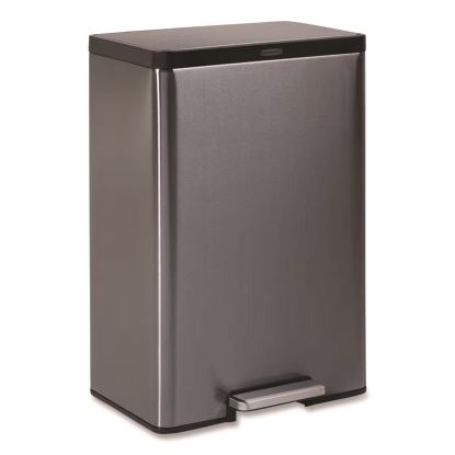 Elite Step-On Trash Can, 12 gal, Metal, Charcoal Stainless Steel/Black1