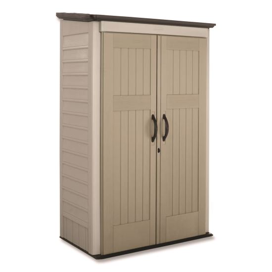 Vertical Storage Shed, 53 cu ft, 2.5 ft x 4 ft x 7 ft, Sandstone/Faint Maple1