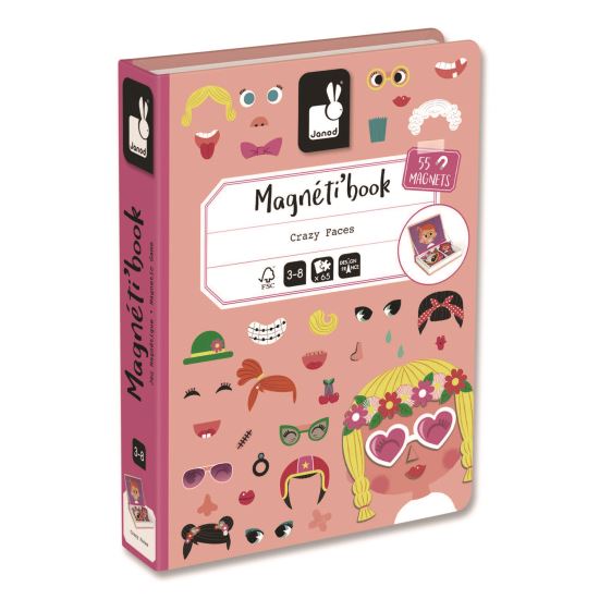 Magneti'books, Girl's Crazy Faces, 65 Pieces (10 Cards, 55 Magnetic Shapes), Ages 3 to 81