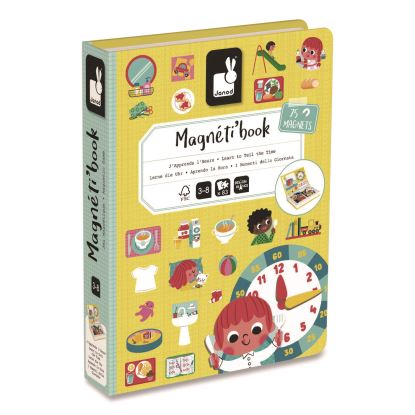 Magneti'books, Learn to Tell the Time, 91 Pieces (16 Cards, 75 Magnetic Shapes), Ages 3 to 81