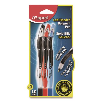 Visio Left-Handed Ballpoint Pen, Stick, Medium 1 mm, Assorted Ink and Barrel Colors, 3/Pack1