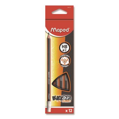 Black'Peps Jumbo Triangular Pencils, HB (#2), Black Lead, Orange/Black Barrel, Dozen1