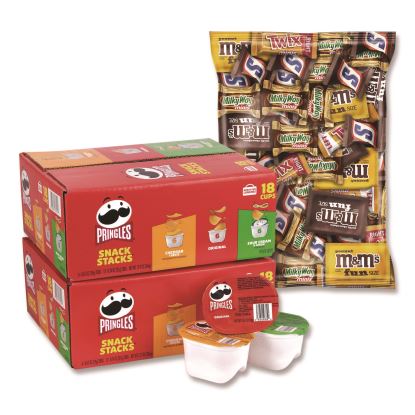 Mini Milk Chocolate and Pringles Snack Stacks Variety Combo Pack, 62 oz Bag Mini/Fun Size, (36) Cups Assorted Flavors/Bundle1