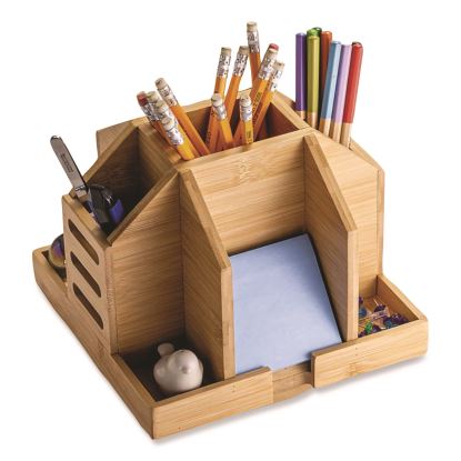 Bamboo Rotary Organizer, 9 Compartments, 8.85 x 8.82 x 7.4, Brown, Bamboo1