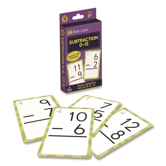 Subtraction 0 to 12 Flash Cards, 3.25 x 5.25, Assorted Colors, 54 Cards1