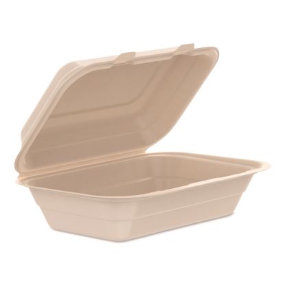 Compostable Molded Fiber Hinged Trays, ProPlanet Seal, 6.41 x 9.22 x 3, Natural, 200/Carton1