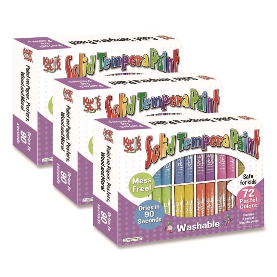 Kwik Stix Tempera Paint Set, 12 Assorted Colors, 72 Paint Sticks/Pack, 3 Packs/Carton1