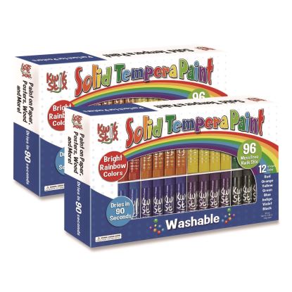 Kwik Stix Tempera Paint Set, 8 Assorted Colors, 96 Paint Sticks/Pack, 2 Packs/Carton1