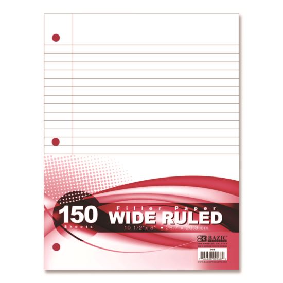 Filler Paper, Side: 3-Hole Punched, Wide/Legal Rule, 150/Pack1