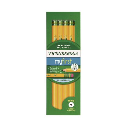 Ticonderoga Beginners Woodcase Pencil with Eraser and Microban, HB (#2), Black Lead, Yellow Barrel, 12/Pack1