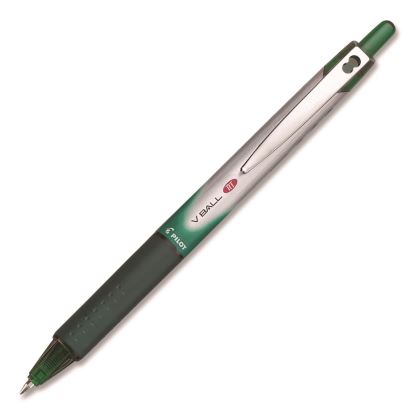 VBall RT Liquid Ink Rollerball Pen, Retractable, Fine 0.7 mm, Green Ink, Green/White Barrel1