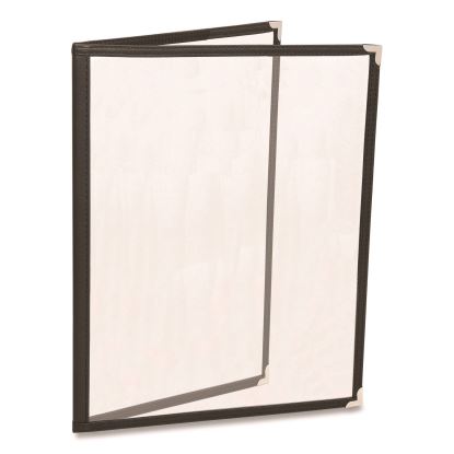 Menu Holder For 8.5 x 11 Menus, Portrait Orientation, 4-View, 9.6 x 12 Holder, Clear/Black/Silver, 10/Pack1