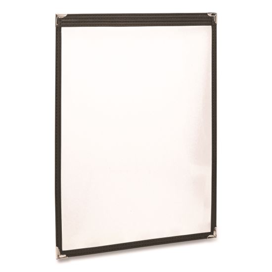 Menu Holder For 8.5 x 11 Menus, Portrait Orientation, 2-View, 9.3 x 12 Holder, Clear/Black/Silver, 10/Pack1