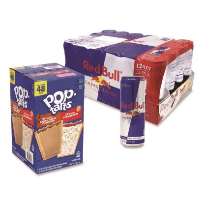 Red Bull Energy Drink and Pop Tart Combo Pack,(24) 12oz Cans,(24) Frosted Strawberry/(24) Frosted Brown Sugar Cinnamon/Bundle1