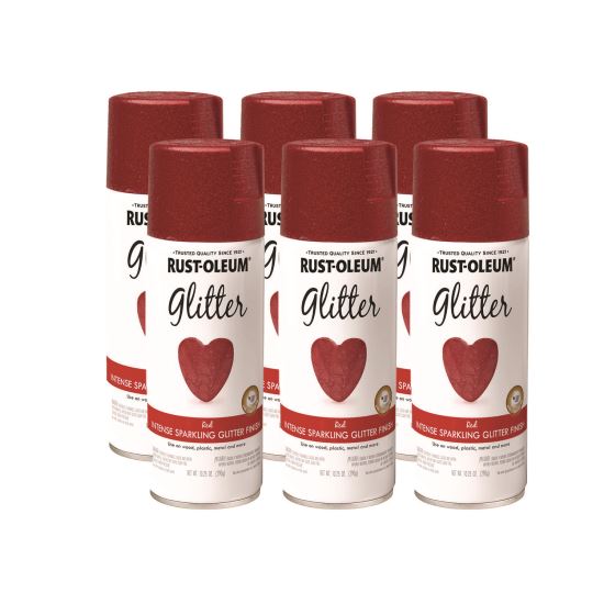 Specialty Glitter Spray Paint, Glitter Red, 10.25 oz Aerosol Can, 6/Carton1
