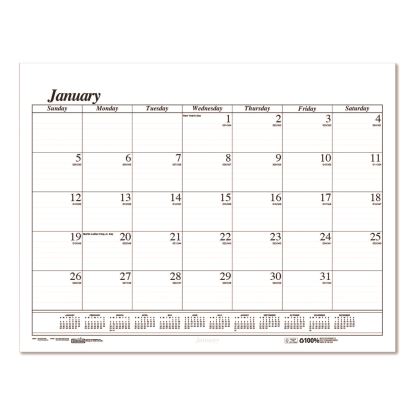 Recycled Economy Monthly Desk Pad Calendar, 22 x 17, White/Black Sheets, 12-Month (Jan to Dec): 20251