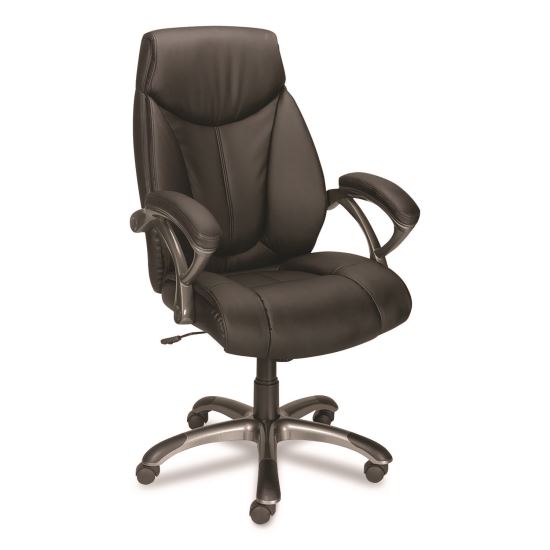 Ramsey Bonded Leather Manager Chair, Supports Up to 275 lb, 18.6" to 22.5" Seat Height, Black Seat/Back, Black Base1