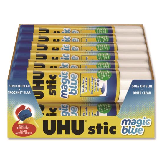 Glue Stick, 21 g, Applies Blue, Dries Clear, 12/Pack1