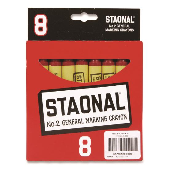 Staonal Marking Crayons, Red, 8/Box1